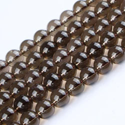 A++ Natural Smoky Quartz Crystal 4 6 8 10mm Loose Gemstone Beads for Jewelry Making Bracelet Wholesale Beads DIY Accessories