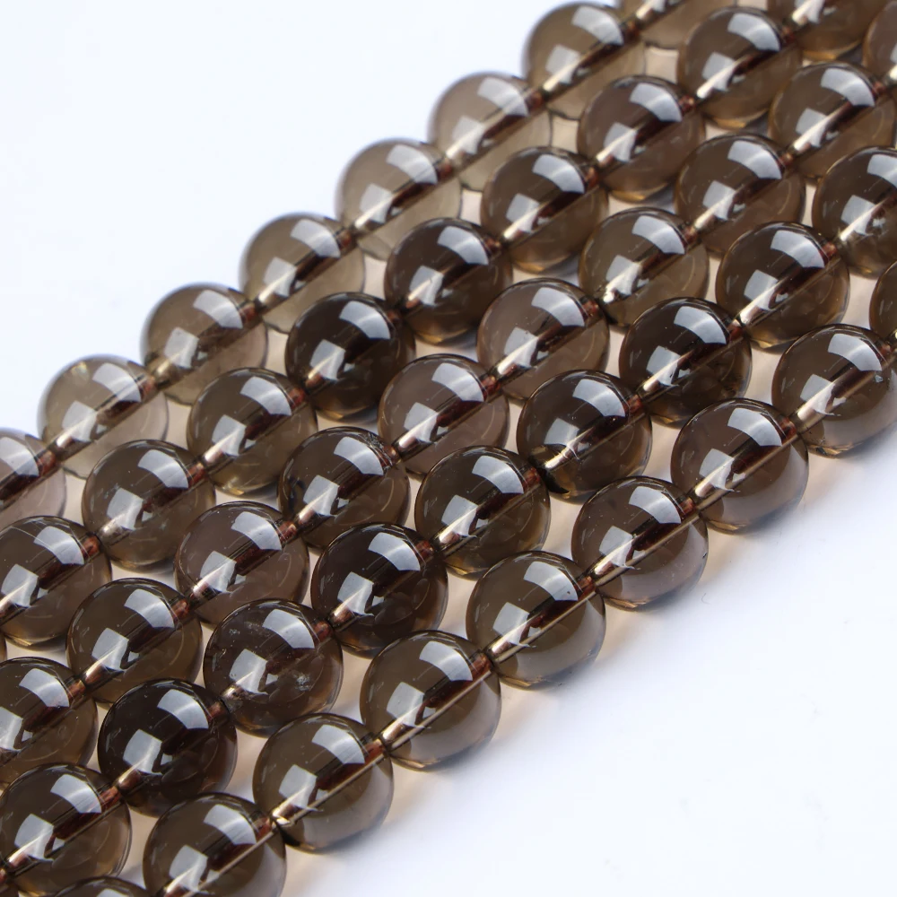 A++ Natural Smoky Quartz Crystal 4 6 8 10mm Loose Gemstone Beads for Jewelry Making Bracelet Wholesale Beads DIY Accessories