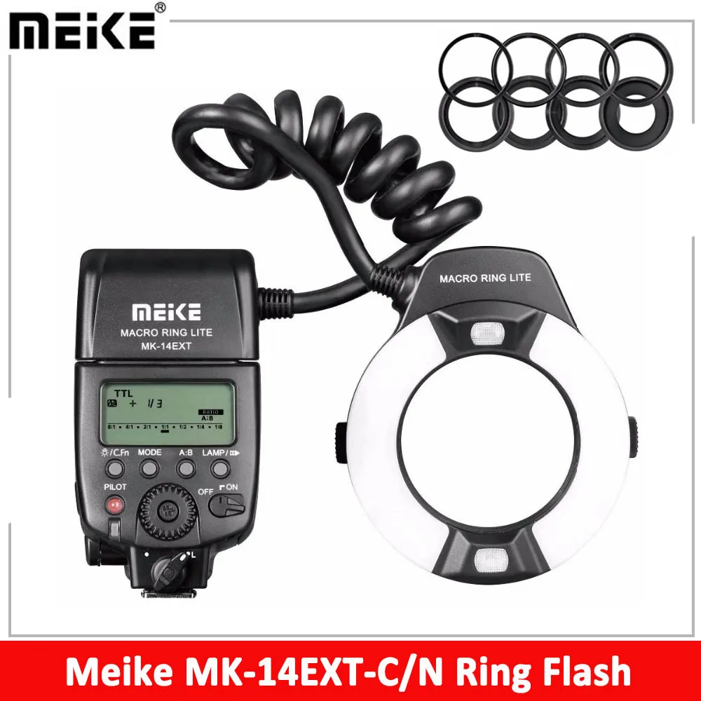 

MEIKE MK-14EXT Ring Flash E-TTL Macro LED Ring Speedlite for Nikon D80 D300S D600 D700 D800 for Canon 550D/ 760D/ 750D/ 1100D