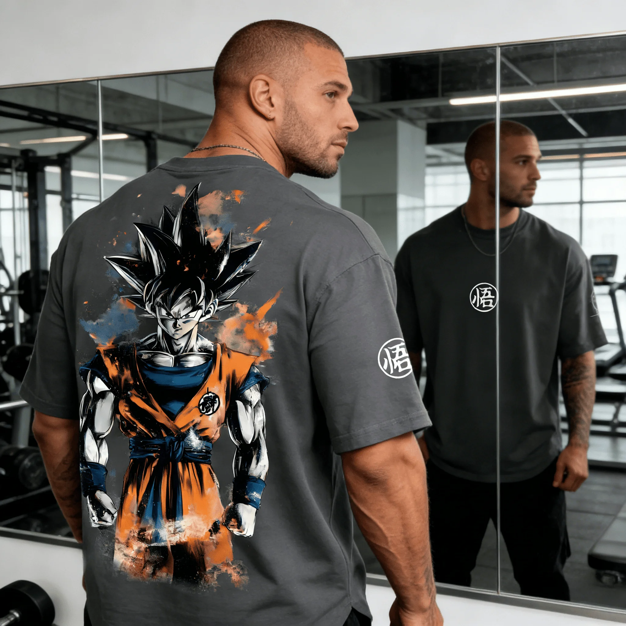 Dragon Ball Goku Ultra Instinct Ink Battle Damage Doppelseitig bedrucktes, übergroßes Baumwoll-T-Shirt für Männer und Frauen, lässig, Unisex, Anime