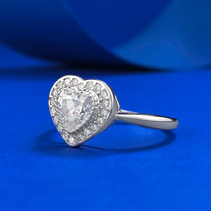 Apaison Sparkling Heart High Carbon Diamond Rings For Women Fine Jewelry 100% 925 Sterling Silver Ring Female Gifts Wholesale