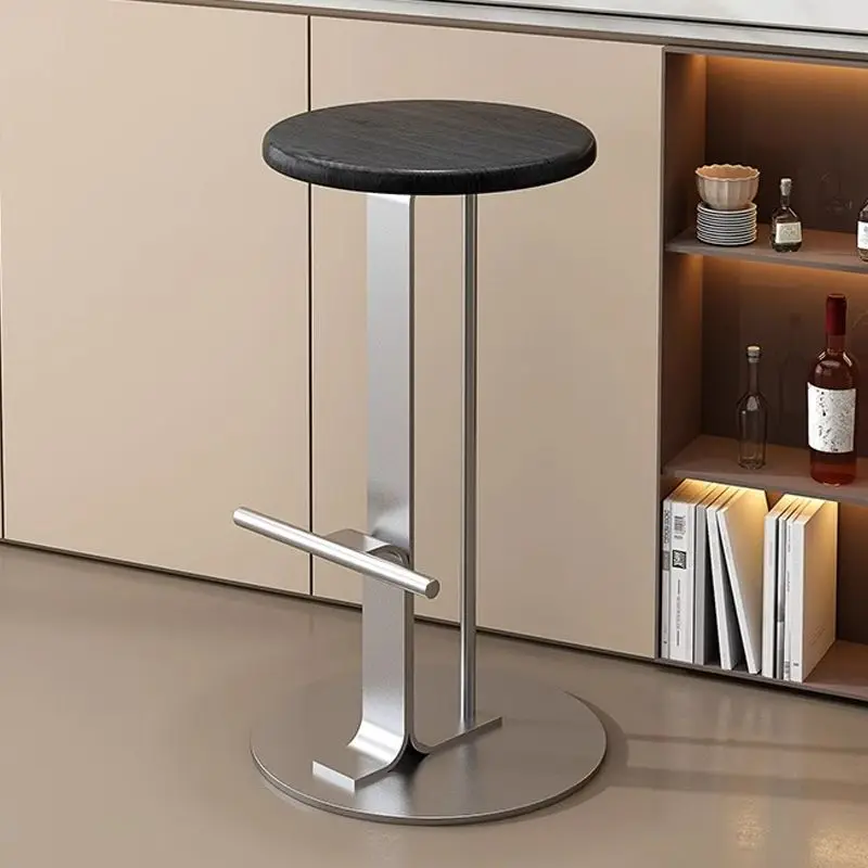 Japanese Minimalist Iron Art Bar Stool - Backrest High Stool with Iron Frame for Home & Bar
