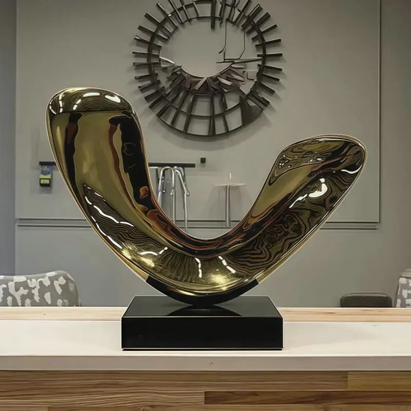 Stainless steel U shaped indoor desktop ornament, abstract sculpture art decoration, suitable for gallery, hotel, shop BB067HO