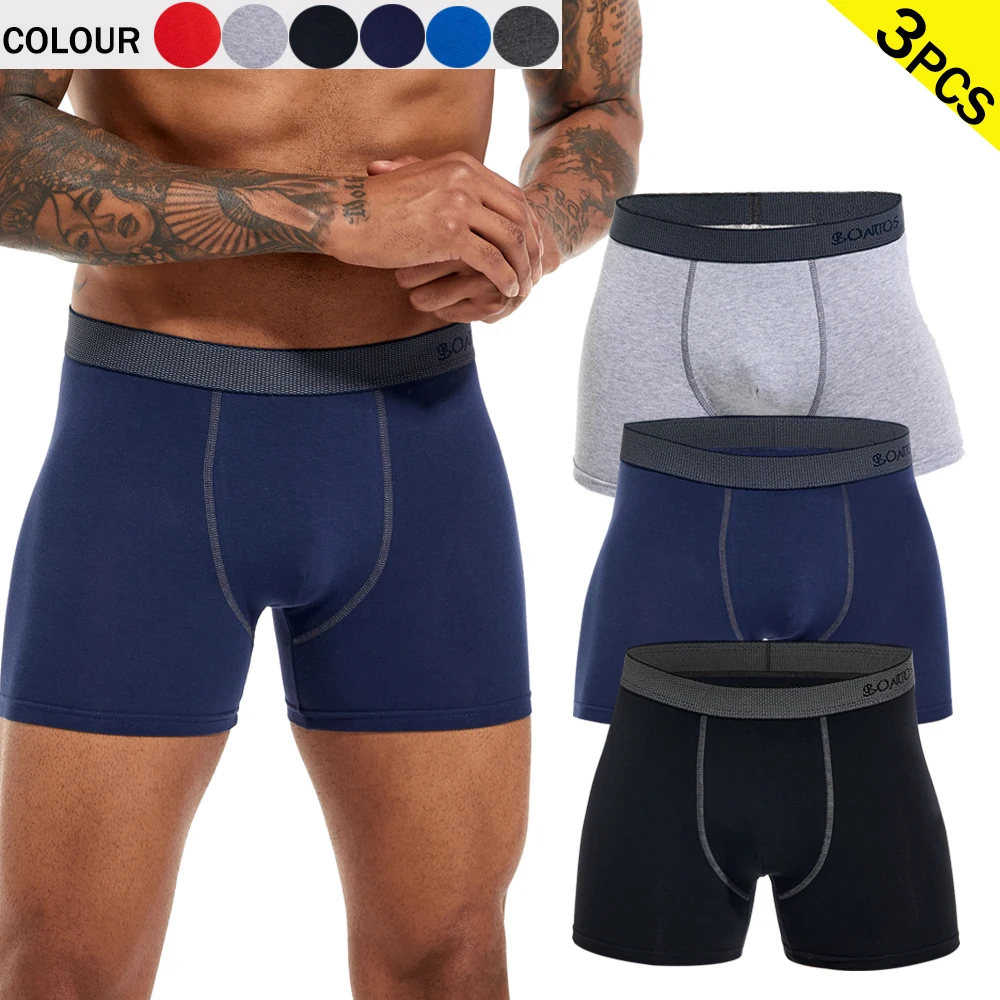 

3pcs/pack Sexy Letter Men's Panties Cotton Boxer Shorts Men Underpants Brand Man Underwear Solid Color Boxers