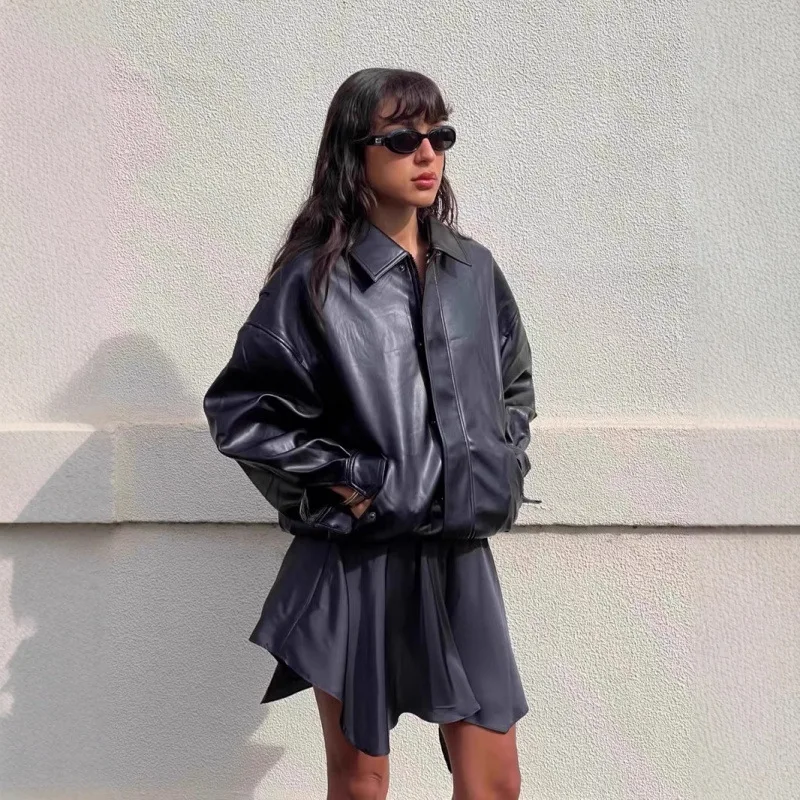 Damska kamizelka pilotka zamszowa w stylu amerykańskim retro, luźny krój, brązowa, długa, słodka, regularna długość.