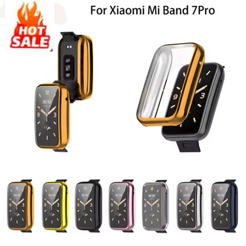 TPU Plating Case For Xiaomi Mi Band 7Pro All-Inclusive Protective Shell Smart Watch PC + Tempered Glass Anti-drop Protec Cover
