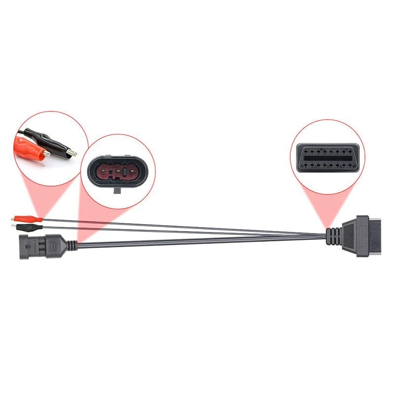 Adaptateur de connecteur OBDII OBD2 à 3 broches vers 16 broches pour Alfa Lancia Fiat, câble de diagnostic pour Fiat 3 broches-A54R