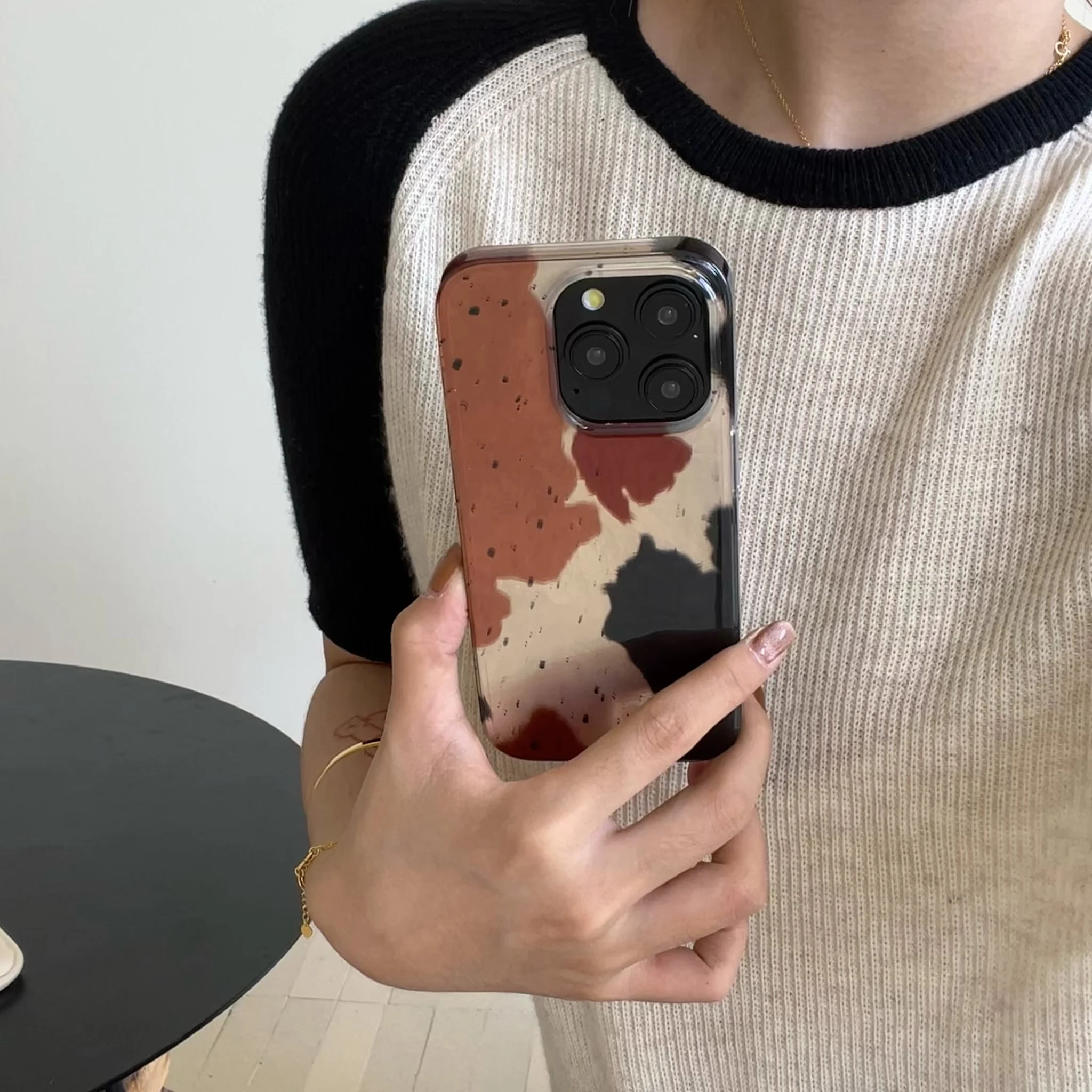 Retro Ink Splashing Phone Case, Black and Brown, iPhone 16, 16Pro, 16ProMax, 15, 15Pro, 15Promax, 14, 14Pro, 13Pro, 12, 12Pro