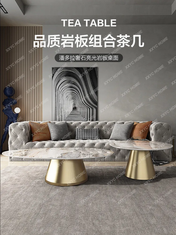 Postmodern rock slab coffee table TV cabinet combination simple small apartment living room creative marble coffee table