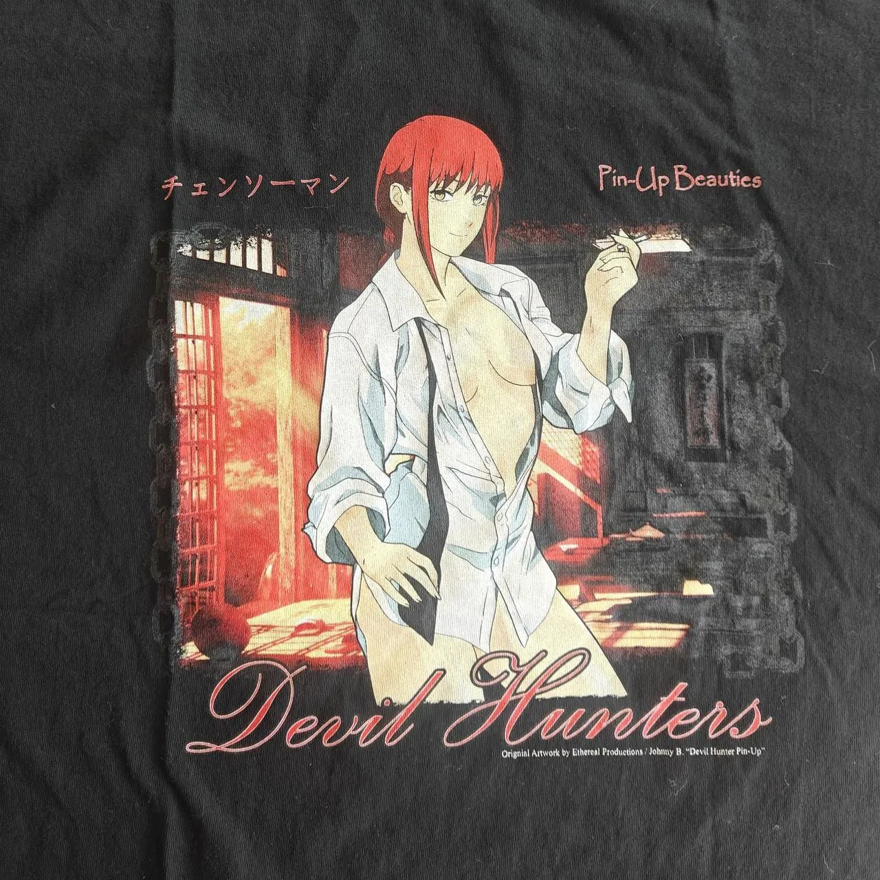 Makima Chainsaw Man Anime Devil Hunters Pin-Up Graphic T-Shirt Cotton Men Women Streetwear Tee