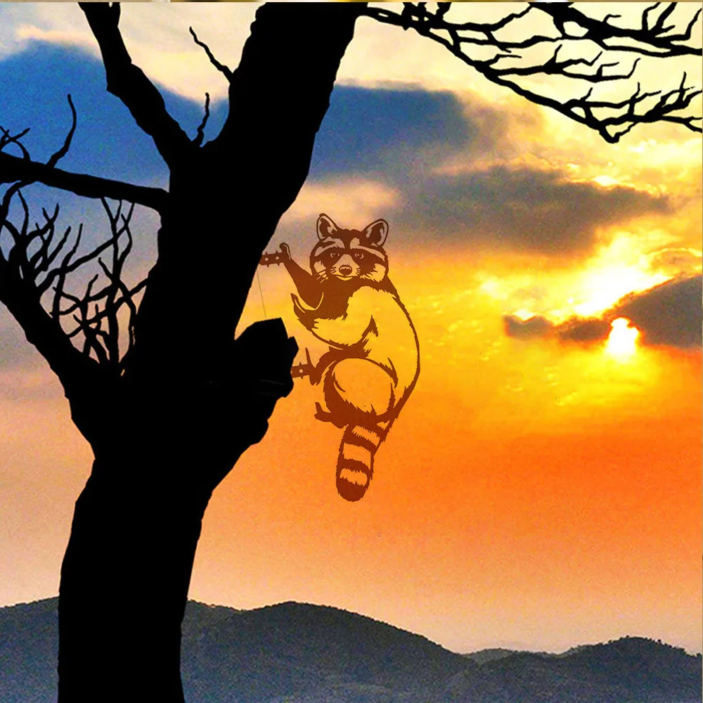 

Unique Metal Raccoon Stake Outdoor Decor – Charming Metal Raccoon Garden Stake for Yard Decoration. Outdoor Raccoon Stake Metal