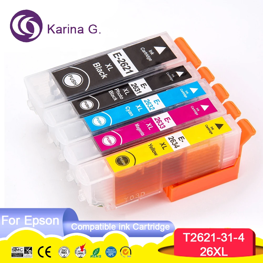 Compatible for T2621 T2631 26XL Ink Cartridges Suit for Epson Expression XP 700 710 720 610 520 610 510 605  820 Printer