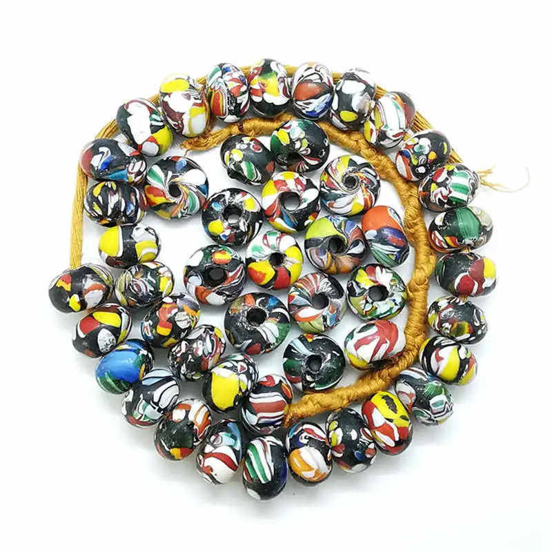 10PCS Ancient Method Stirred Glass Beads Big Flower Abacus Bead Handmade Trade Beads  TSB0257