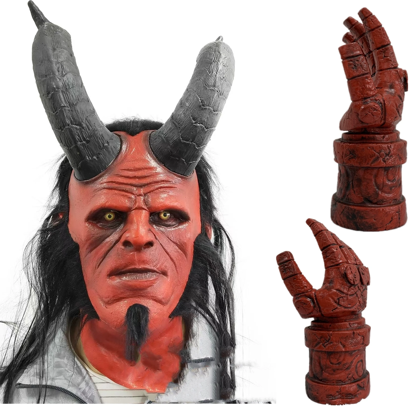 movie Hellboy Anung Un Rama Mask Cosplay gloves latex Monster Funny scary Costume Halloween Props adult Gift