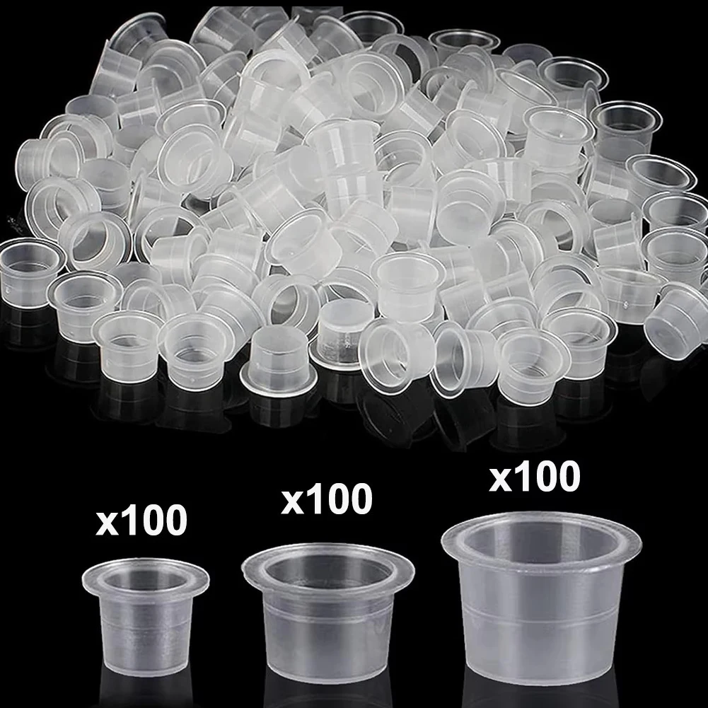 

600/300 шт., чашки для смешанных чернил для татуировки, колпачки для чернил для микроблейдинга с 8 мм, 11 мм, 15 мм, держатель для пигментных чернил, контейнер, аксессуары для татуировок