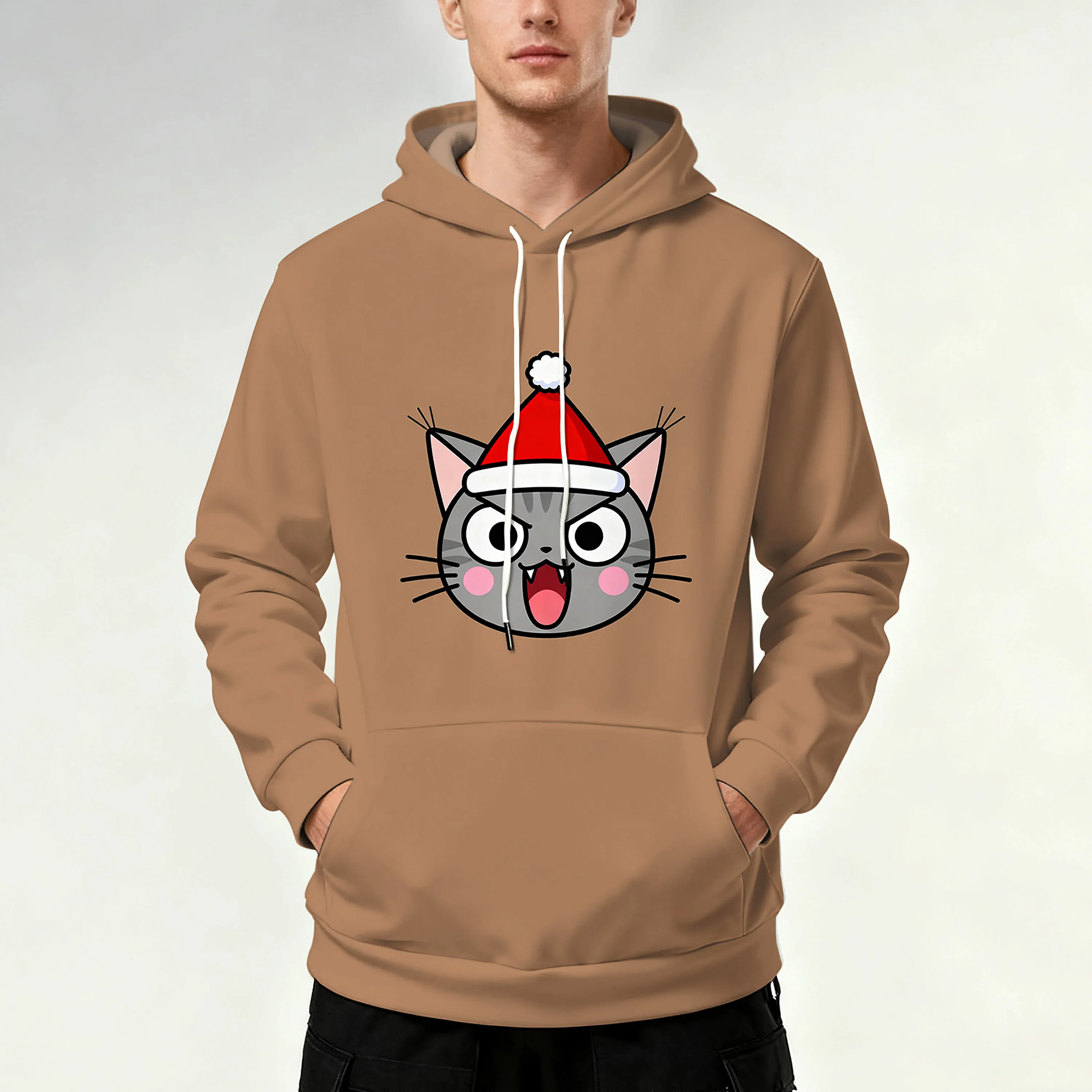 New Autumn/Winter Men's Printed Hoodie with Christmas Elements, Festive & Ritualistic, Stylish, Trendy, Perfect for Daily Wear,