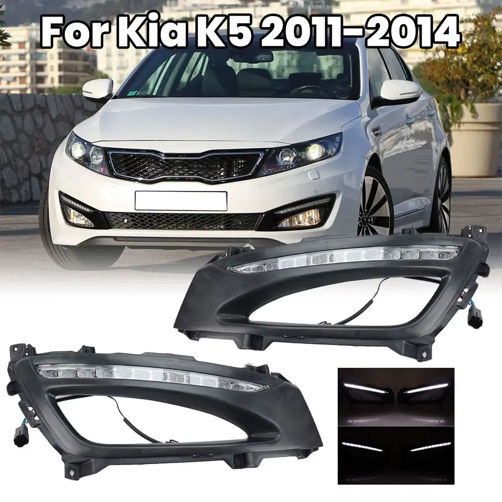 

Car DRL For KIA Optima K5 2010 2011 2012 2013 LED Daytime Running Lights Fog head Lamp cover Front Bumper Black Bezel Covers ﻿