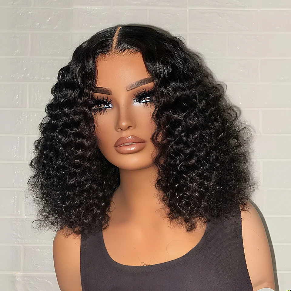 

Jerry Curly Bob Wigs Human Hair Wig 13*5*1 T Part Deep Wave Curly Human Hair Wigs Pre Plucked Baby Hair HD Lace Front Wigs