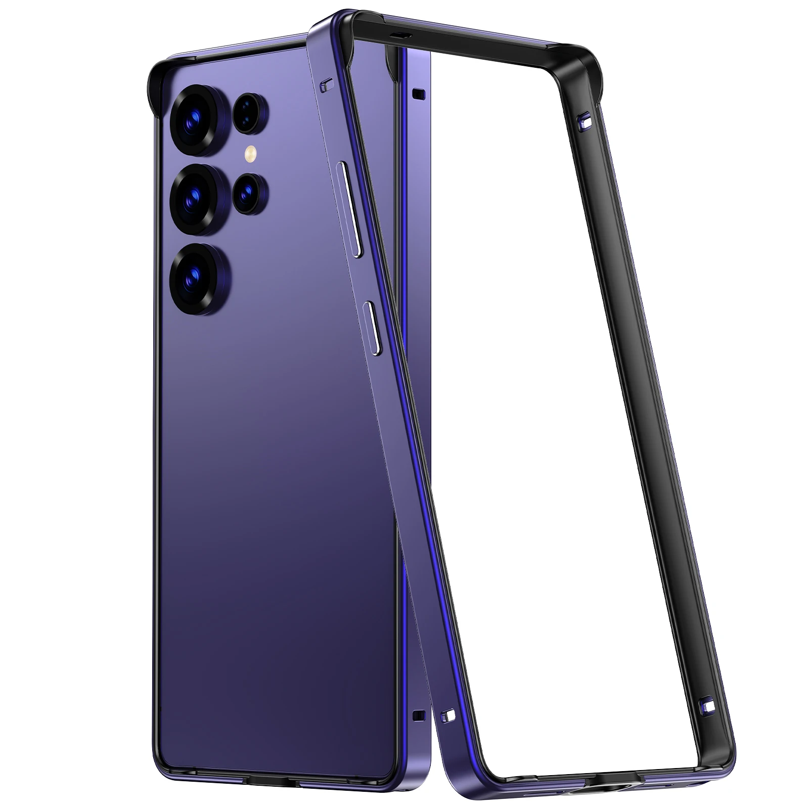 Luxury Metal Alloy Frame Phone Case For Samsung Galaxy S26 S25 S24 Ultra Plus Silicone Lining Shockproof Heat Dissipation Bumper