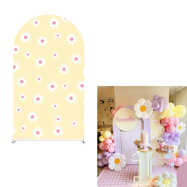 Фон Mehofond с цветком ромашки и аркой, крутой цветочный фиолетовый, синий, бежевый, розовый, детский декор для дня рождения, фон для детского душа, фиеста