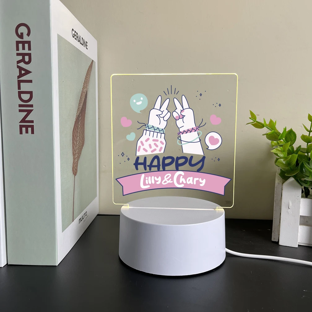 [Customized Scissor Hand Pattern] USB 3D Stereoscopic Vision Night Light Warm Light Home Decoration Light Dining Table Living Ro