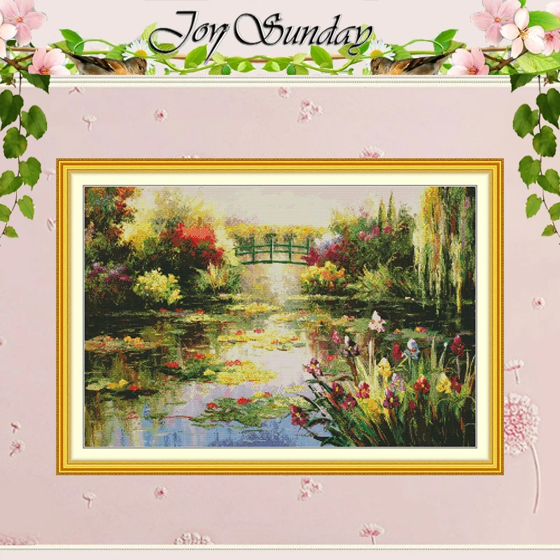 

Water Lily Garden Patterns Counted Cross Stitch Set DIY 11CT 14CT 16CT Stamped DMC Cross-stitch Kit Embroidery Needlework Crafts