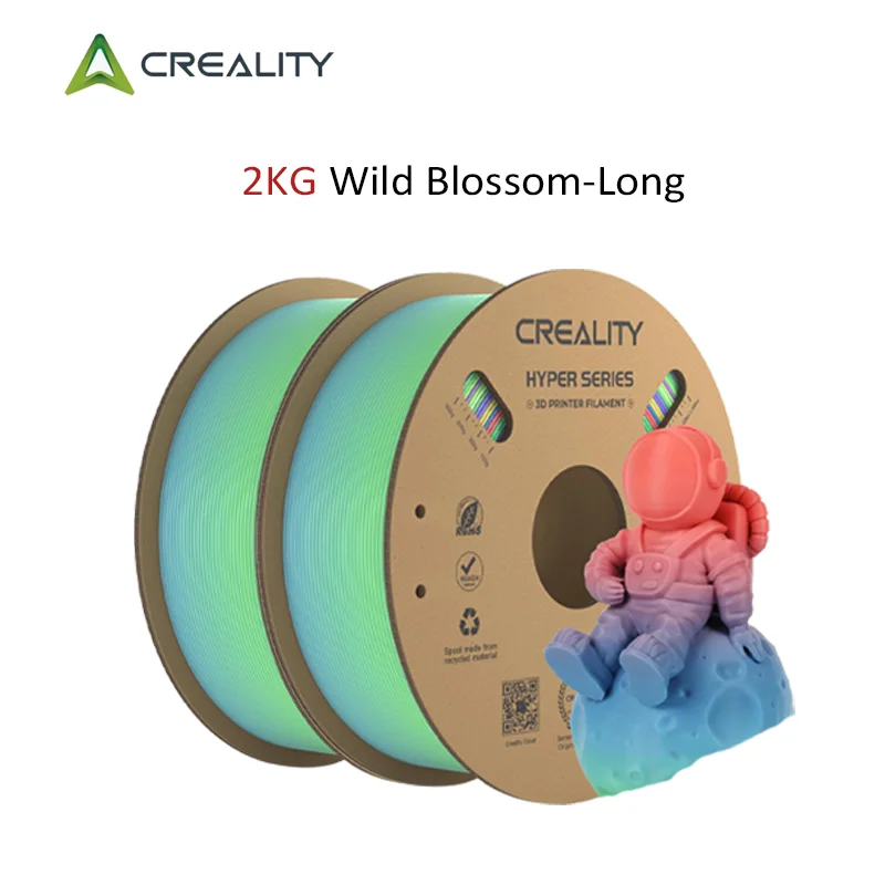 

2 Rolls/Set 2kg Creality Hyper PLA Rainbow Filament Size +/-0.03 Mm, Accuracy High Speed ​​Filament Color 3D Printer Filament