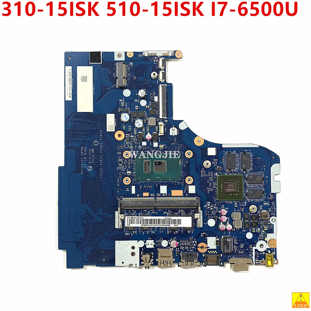 

Материнская плата для ноутбука Lenovo 310-15ISK 510-15ISK CG411 5B20L37478 CZ511 NM-A751 SR2EZ I7-6500U + 940MX 4 ГБ графического процессора 100% рабочая