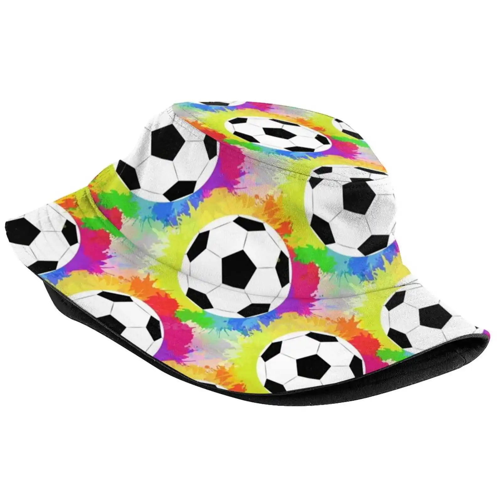 Soccer Pattern | Goal Score Stadium Foldable Panama Bucket Hat Cap Training Heart Athlete Friendship Football Team Soccer