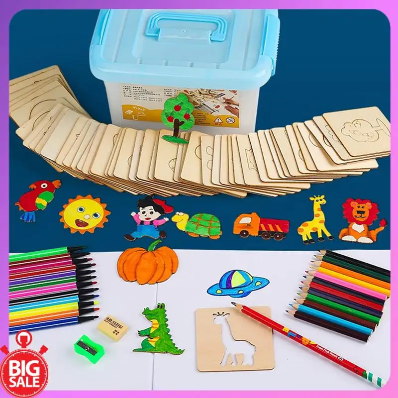 Big Deal Kids Painting Toys Toddler Doodle Educational Toys Wooden DIY Painting Stencils Jigsaw Puzzle Educational Toy