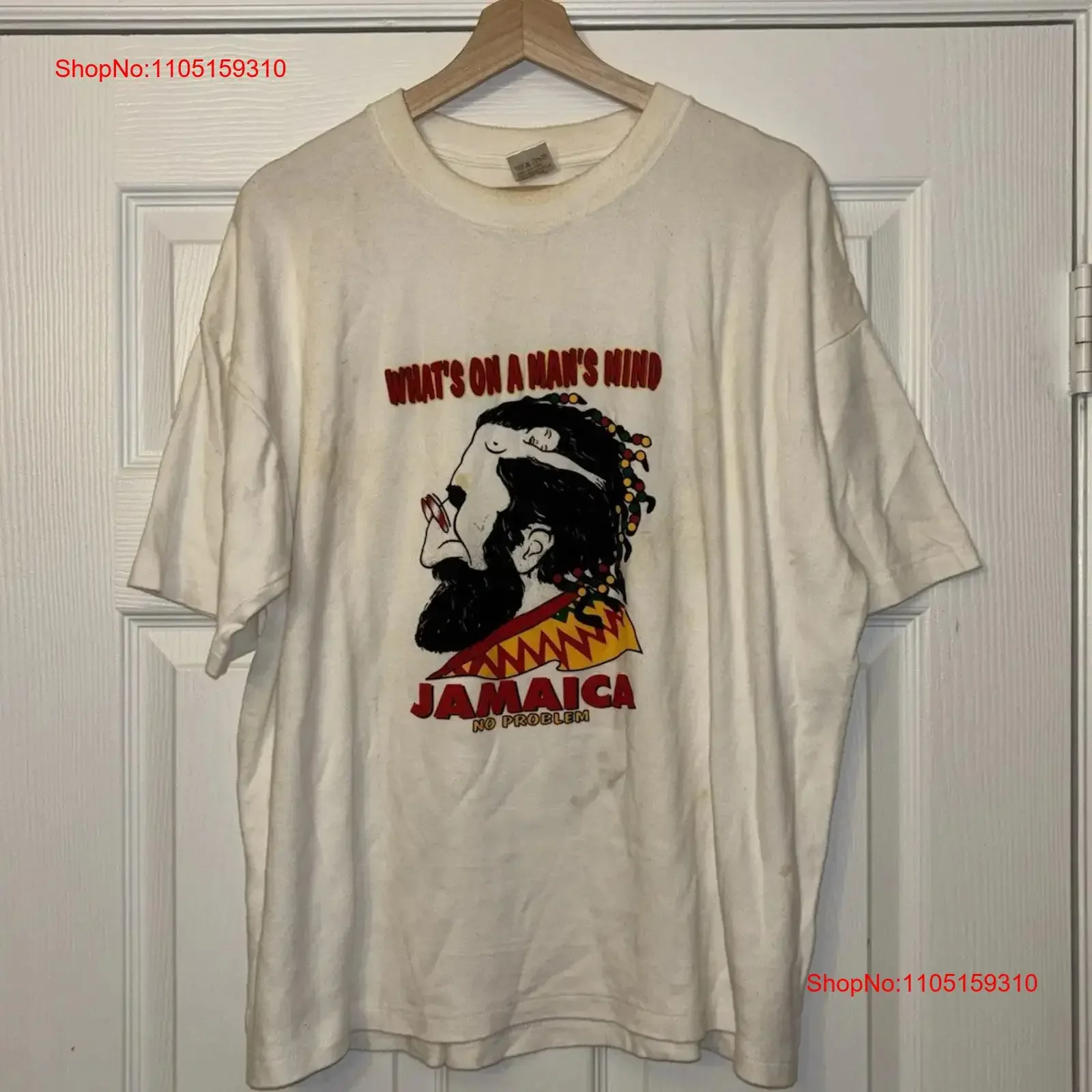 تي شيرت كلاسيكي لمحاكاة ساخرة جامايكا الراستا واتس أون مان مقاس XXL ملابس مصممة كلاسيكية مغسولة للجنسين ملابس خروج قابلة للتنفس