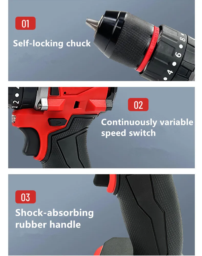 For Milwaukee 18V/20V Battery Cordless Impact Drill Brushless Electric Drill 20+3 Torque Hammer Multifunctional Power Tools