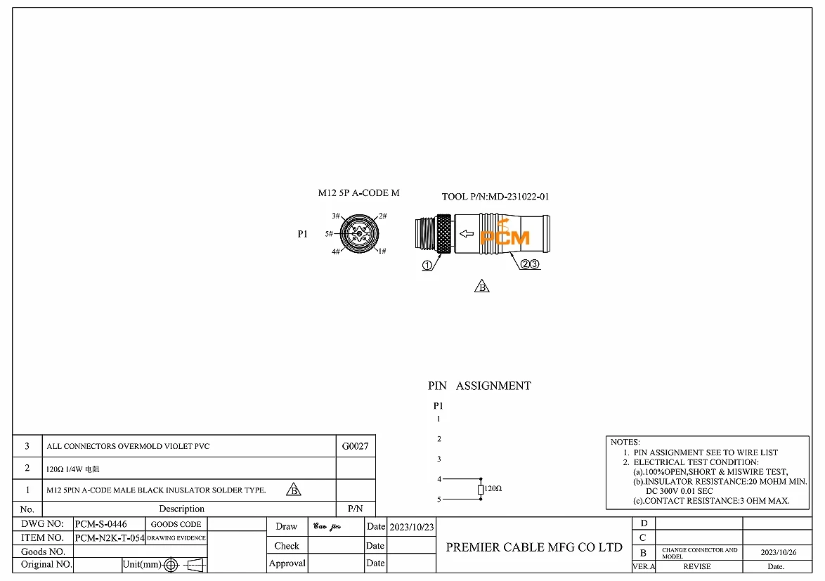 Abschlusswiderstand CAN CANopen DeviceNet M12 Stecker A-kodiert 5-polig Kompatibel mit Phoenix Contact SAC-5P-M12MS CAN TR – Detail 1