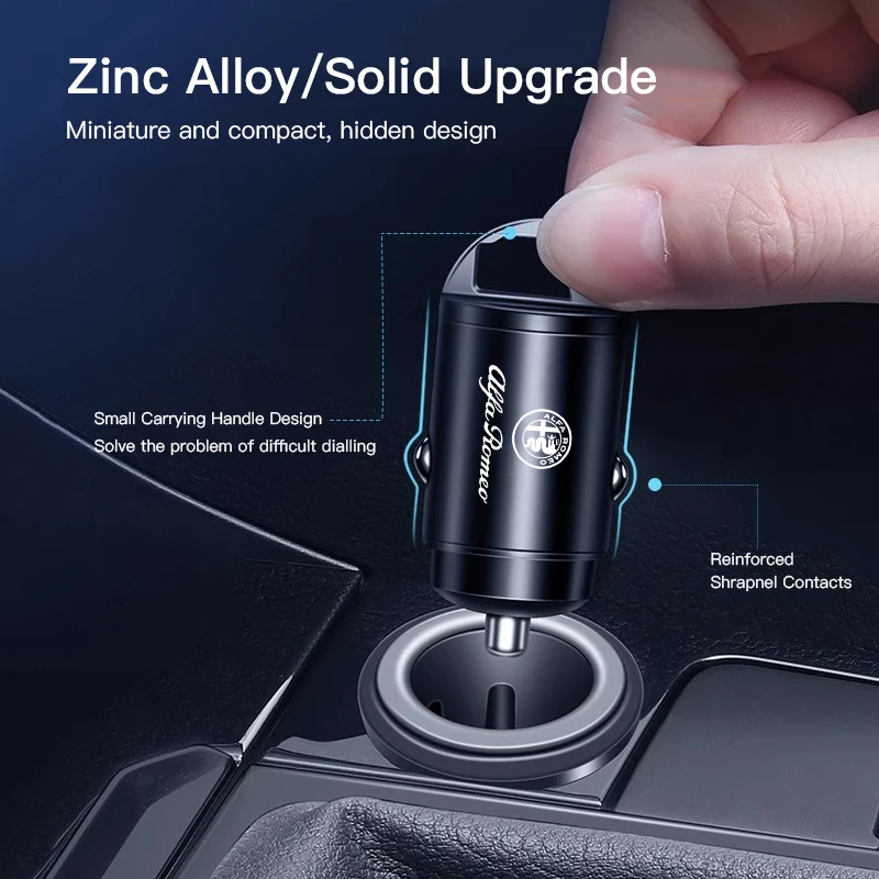 Car Fast Charging Adapter USB Type-C Mini Stealth Charger For Alfa Romeo 147 159 166 156 4C Spider Giulia Giulietta Tonale 8C GT