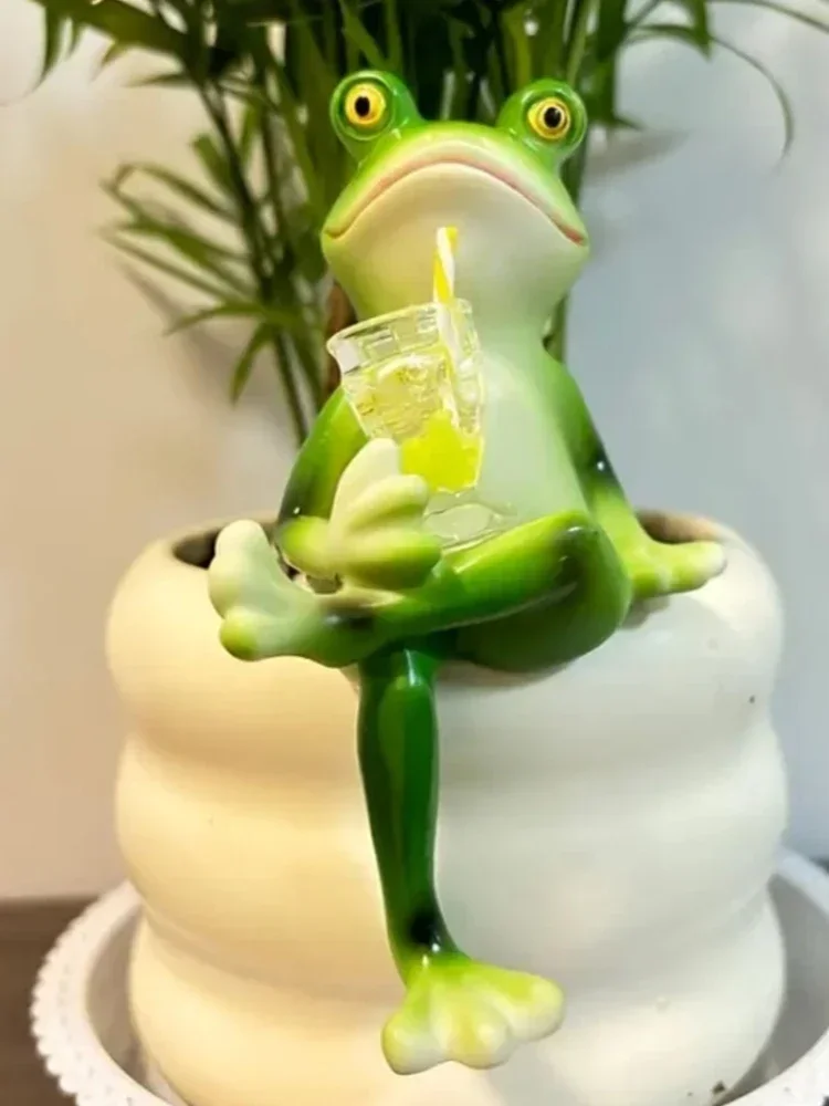 Figurines de grenouille miniatures, décorations de plantes pour Pots, décor de jardin de grenouille drôle, cadeaux d'extérieur, Statue de grenouille pour femmes, planteur Hugger