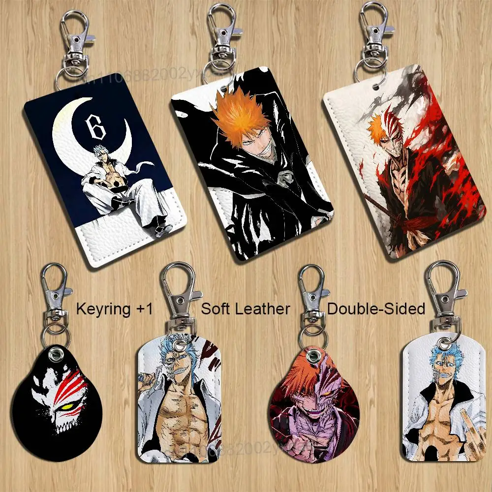 Arrancar Espada Grimmjow BLEACH Card Holder With Keychain Executive Protection For Bank Credit Subway Bus Case