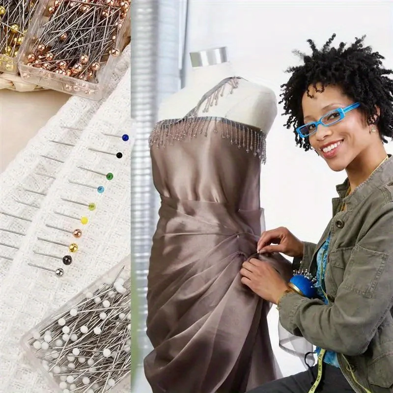 500 Stück Perlkopfnadeln Quilt-Nadeln in Stoffbezogener Nadelkissenflasche Verpackt Hochzeitsdekorationswerkzeug Näh- und Bastelzubehör – Detail 6