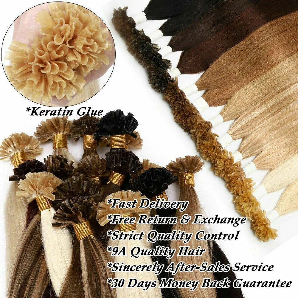 Human Remy Hair U Tip Extensions 14inch 100 strands Hair Wig In Stock Wholesale Color #613 P4-613