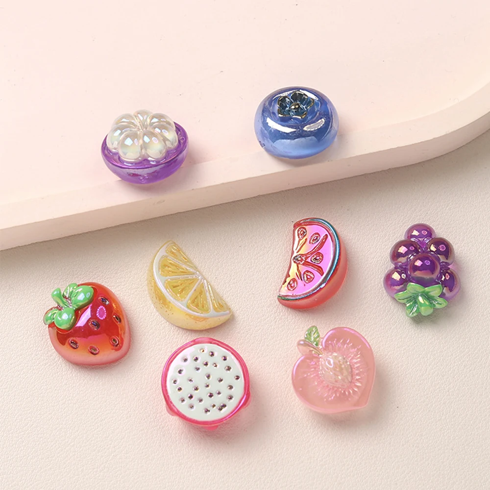 5PCS Electroplated Fruits Series Miniature Flat Back Resin Cabochons For Hairpin Scrapbooking DIY Home Decor Craft Accessories