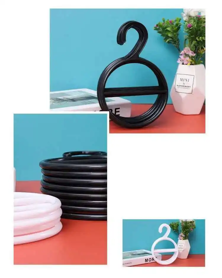 20 Stück Mehrzweck-Kleiderbügel aus Kunststoff, runde Schalschlingen-Kleiderhalter, Kleiderständer, Aufbewahrungsregal, Schrank-Organizer, tragbare platzsparende Kleiderbügel – Detail 9