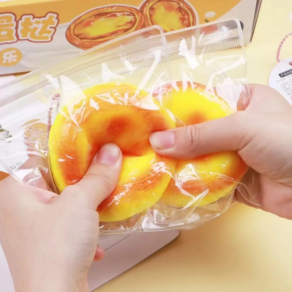 2024 Fluid Plastic Squishy Egg Tart Pinching Egg Tart Squeezing Fingertip Toys Funny Adults Kids Stress Relief Toy Novelty Gifts