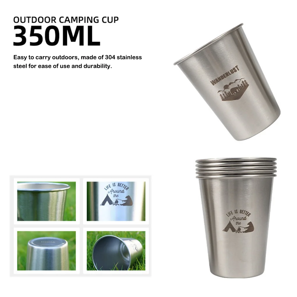 Vasos de viaje de 4 piezas para acampar, senderismo, Picnic, agua, uso