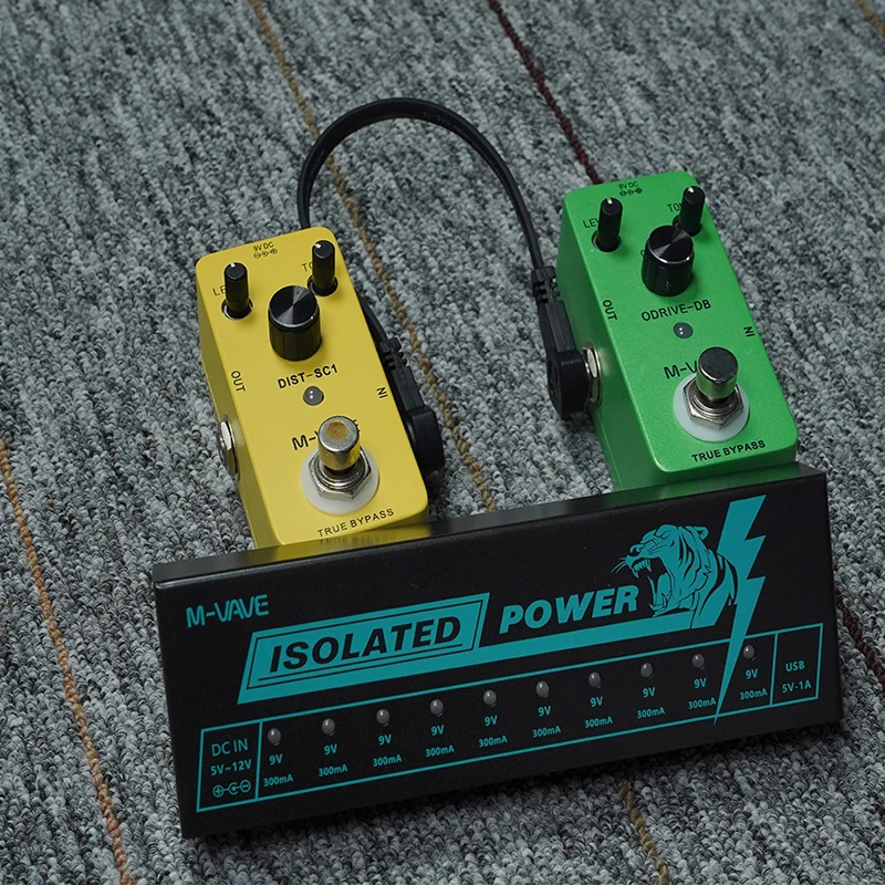 

M-VAVE Guitar Effect Pedal Supply 10 Isolated DC Output 9V 300mA Pedal Board Power for Pedal Professional String Instrument Part