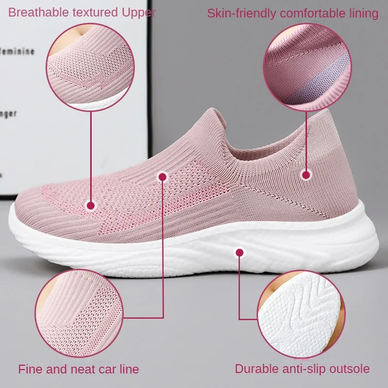 Unisex 2024 Spring and Autumn New Leisure Breathable Sports Running Shoes Soft Sole Lazy Shoes Korean Style Trendy Single Shoes