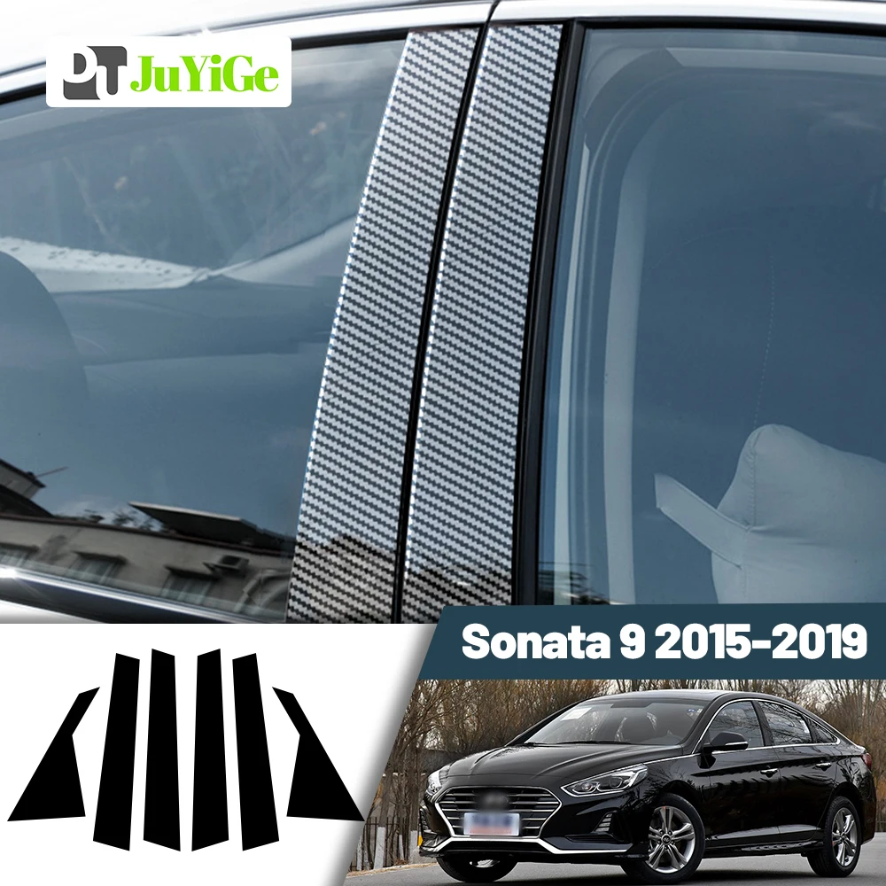 

Glossy Black Carbon Fiber Window Door Deal B C Pillar Post Cover Sticker For Hyundai Sonata 9 2015-2019 2016 2017 2018