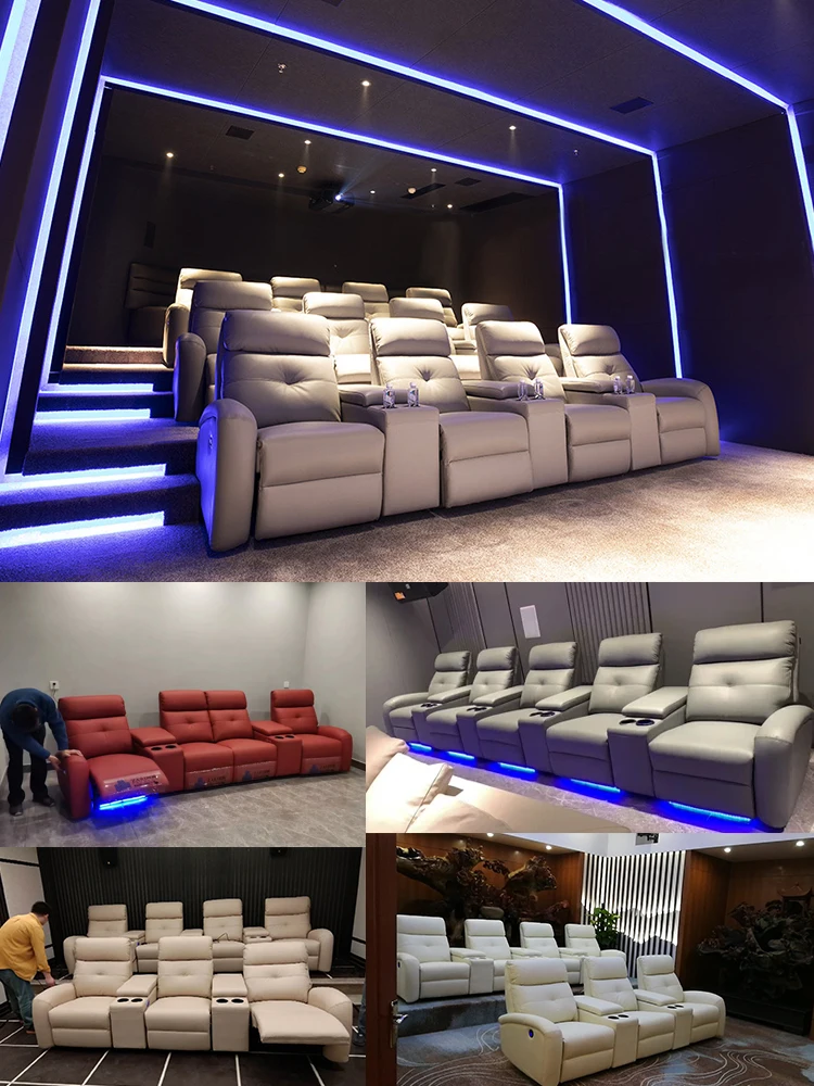 Home cinema sofa, audio room, film and television hall, electric function leather viewing lounge chair, private villa KTV