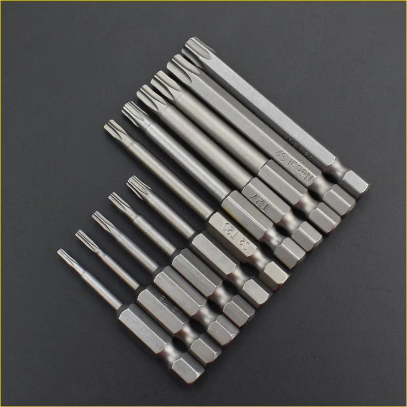 T5/T40 Torx Head Screwdriver Bit S2 Alloy Steel Magnetic 1/4inch Shank Electric Hex Screwdriver Bit Torx Set Hand Drill Tools