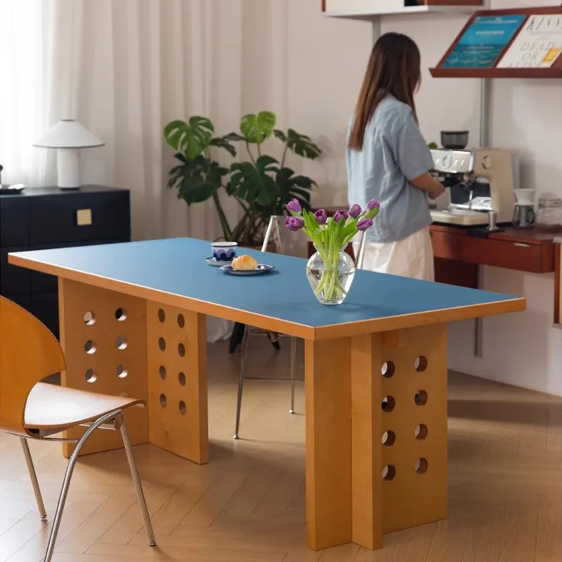 

Cross table color matching Nordic retro desk home dining table computer study workbench