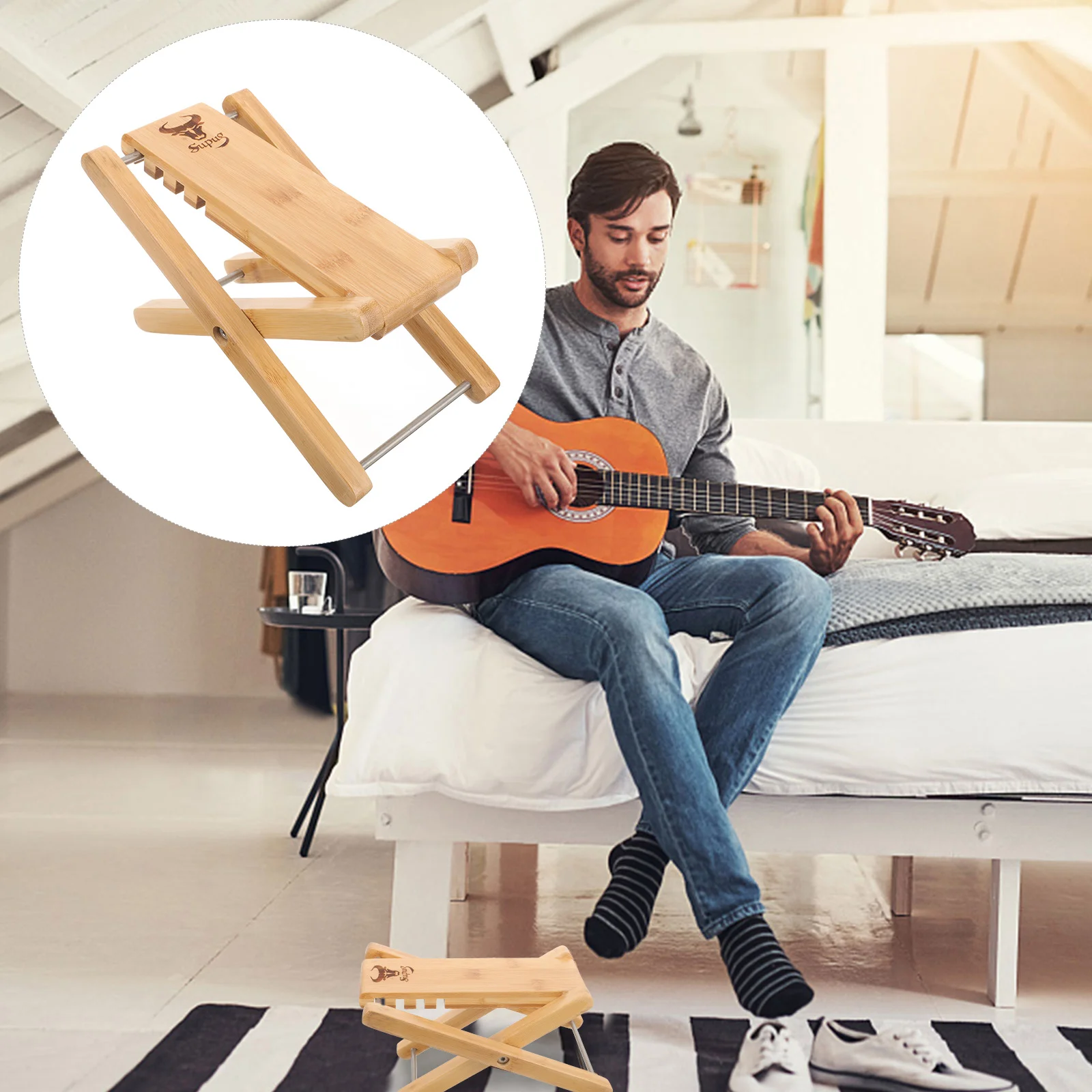 Solid Wood Pedals Guitar Foot Stool Rest Bass Lifting Fold Wooden Accessories Stools Footstool