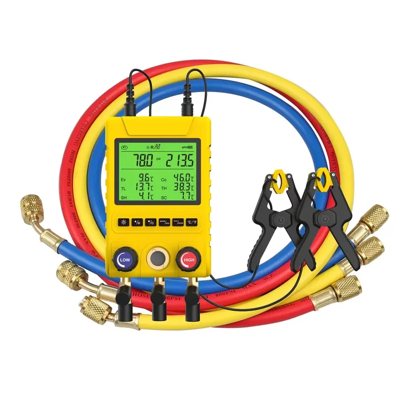 Digital Hvac Vacuum Manometer Refrigerant Pressure Gauge Temperature Leakage